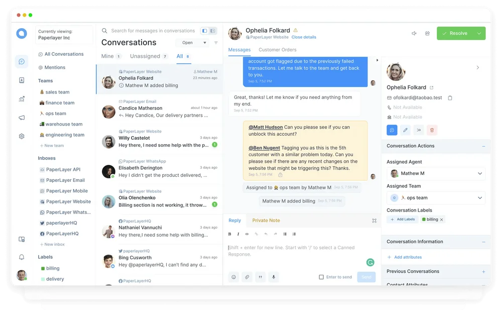 WhatsApp Team Inbox and Online Support System